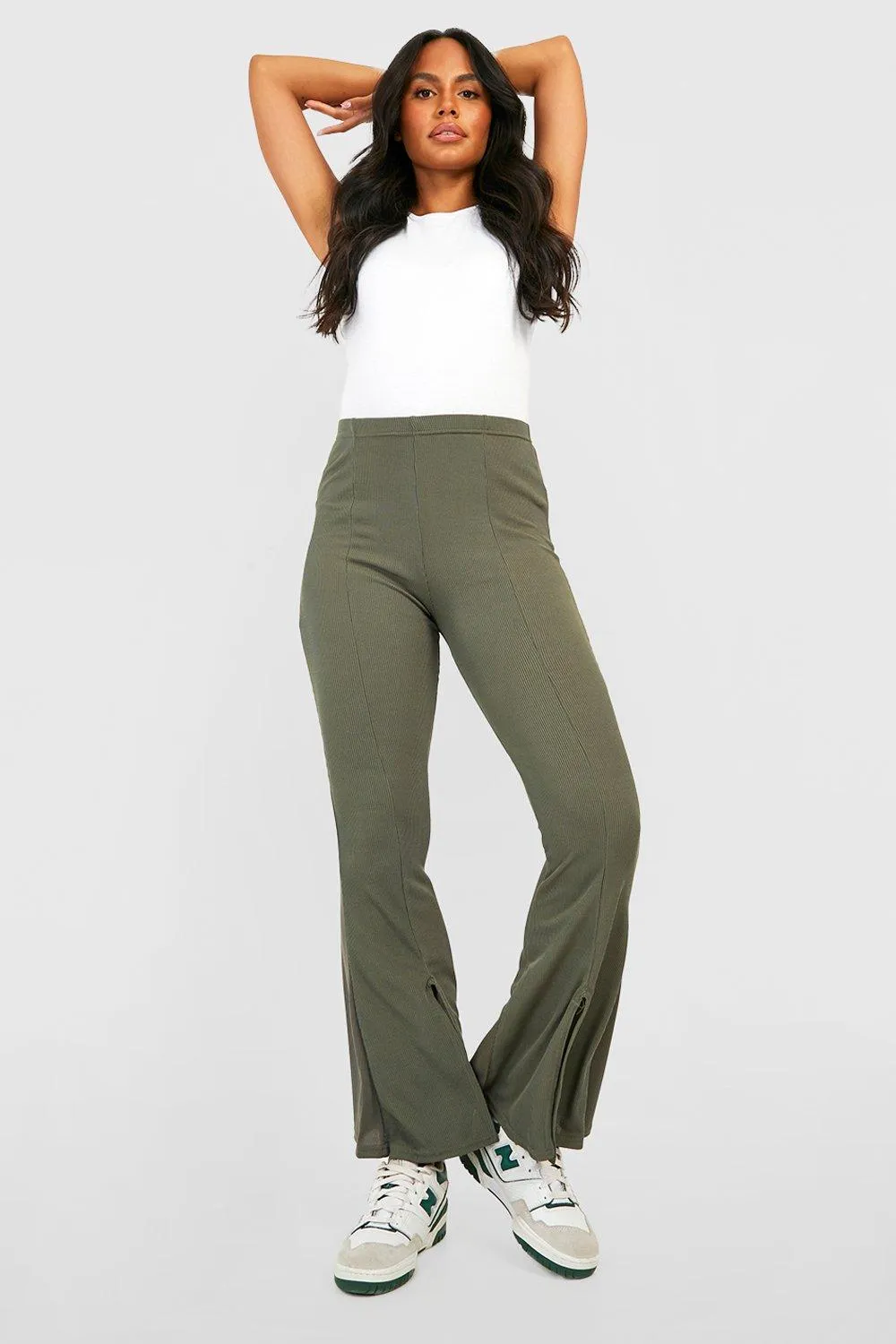 Maternity Rib Front Split Flares