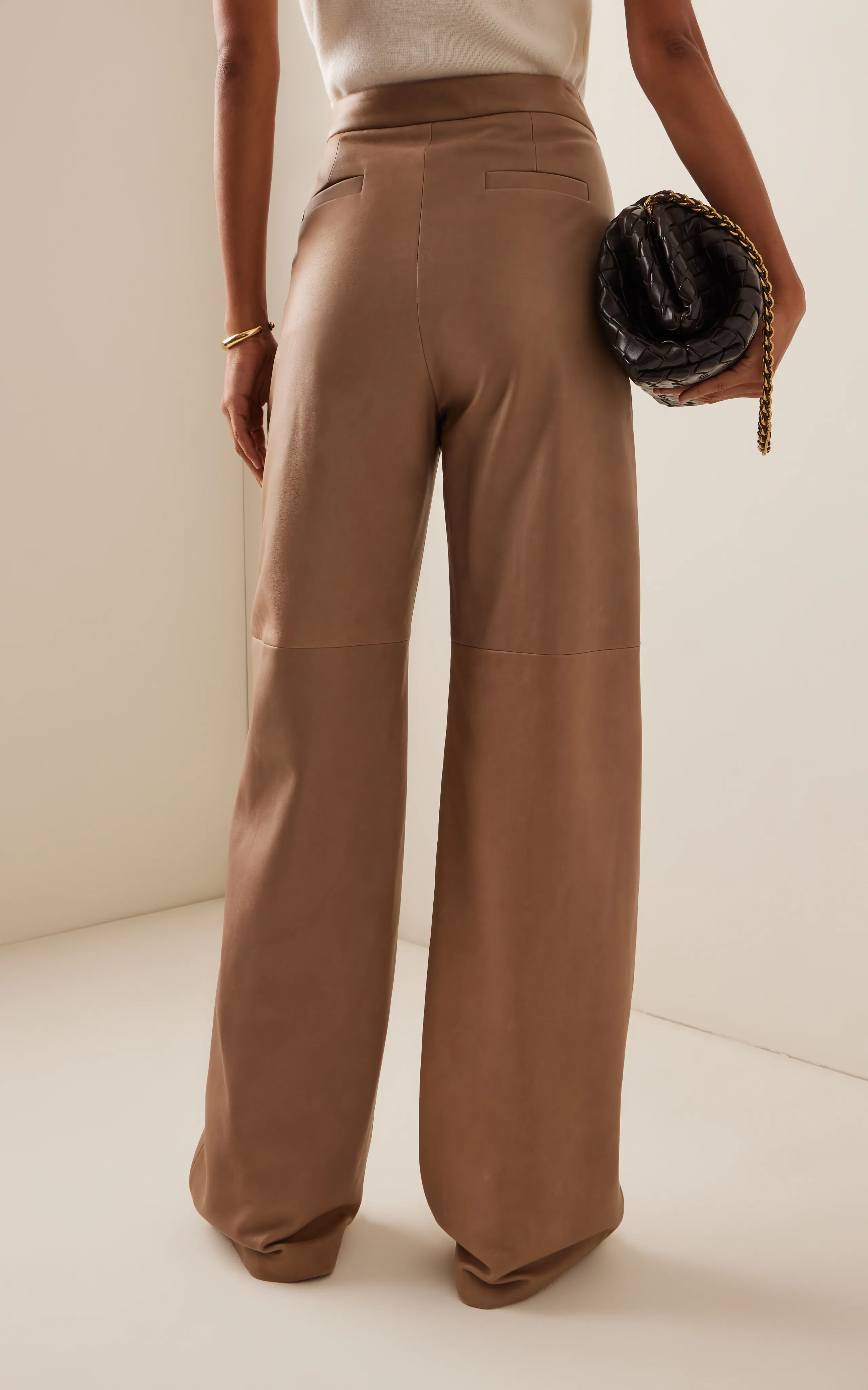 Max Mara Getti Leather Straight-Leg Pants