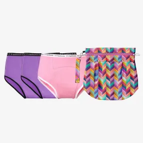 MaxAbsorb Period Underwear Pack of 3 (2 Lilac and 1 Pink)+ Free Waterproof Travel Bag