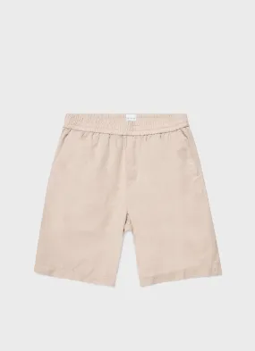 Men's Cotton Linen Drawstring Shorts in Light Sand