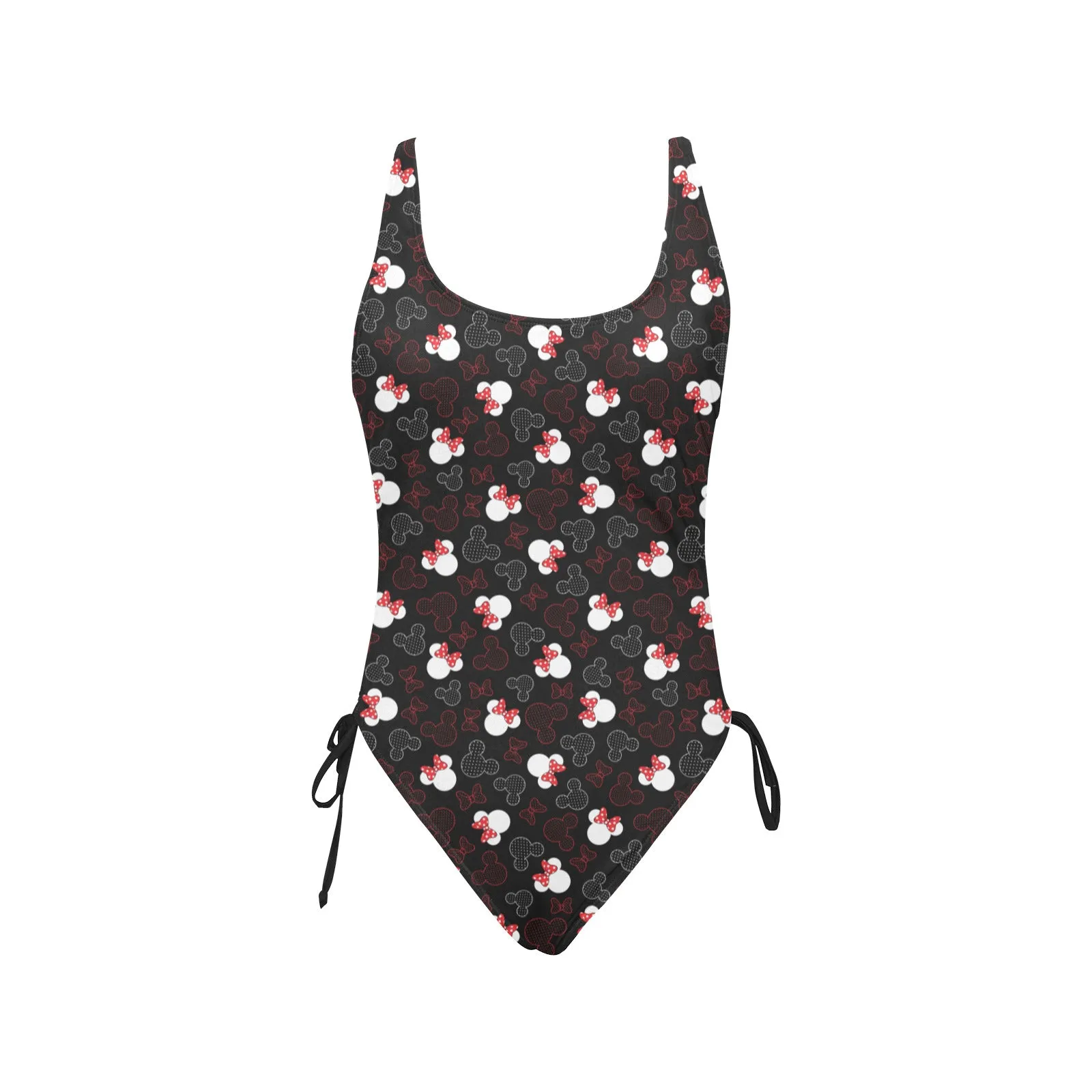 Mickey And Minnie Dots Drawstring Side Women's One-Piece Swimsuit