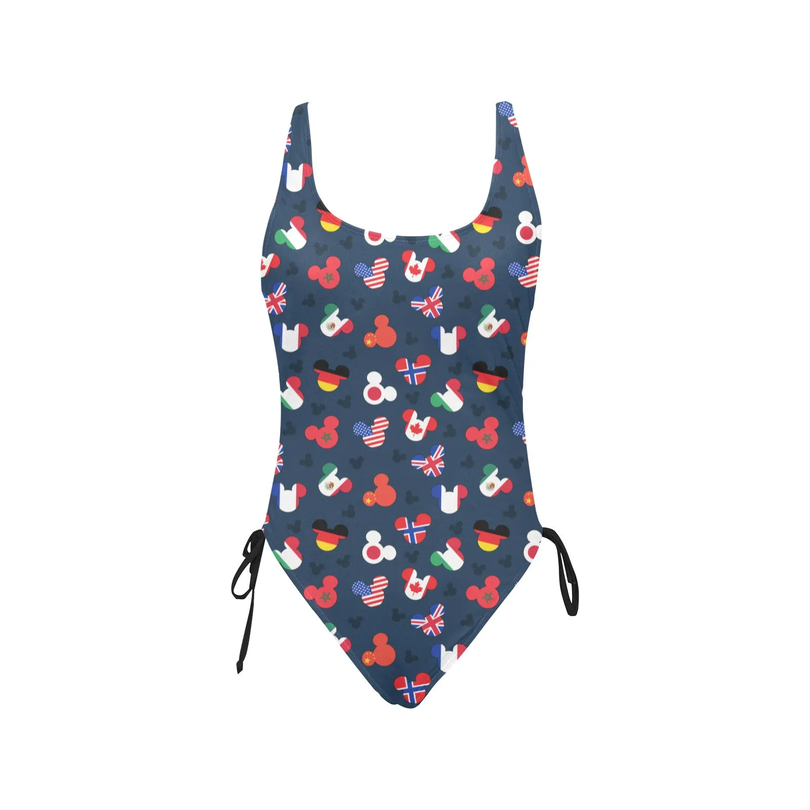 Mickey Flags Drawstring Side Women's One-Piece Swimsuit