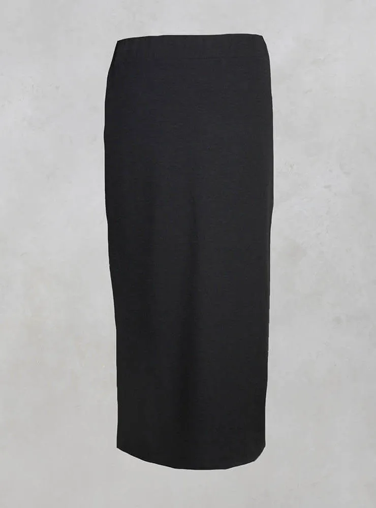 Mid Length Skirt with Elasticated Waistband in Charcoal