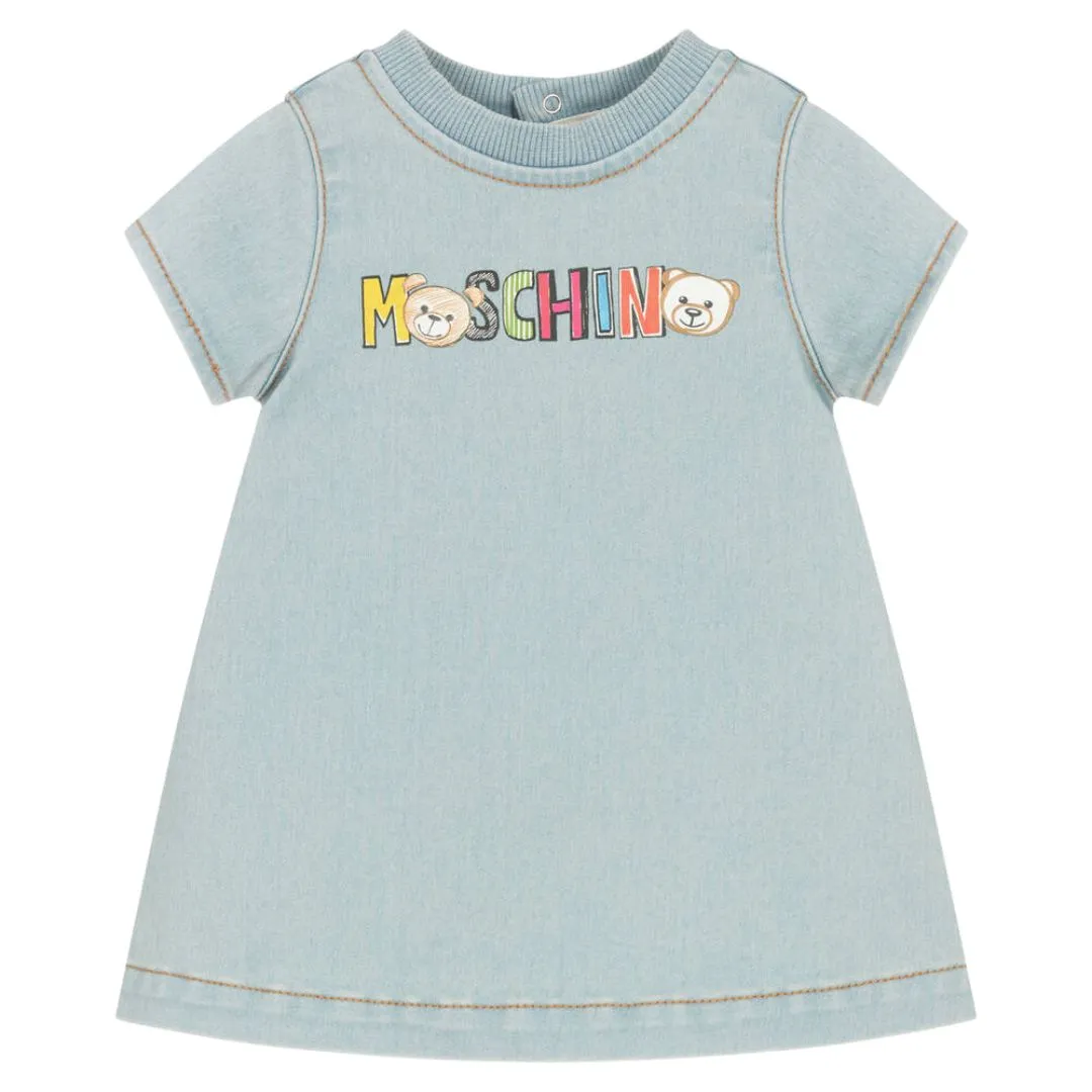 Moschino Dress Colourful Logo Denim