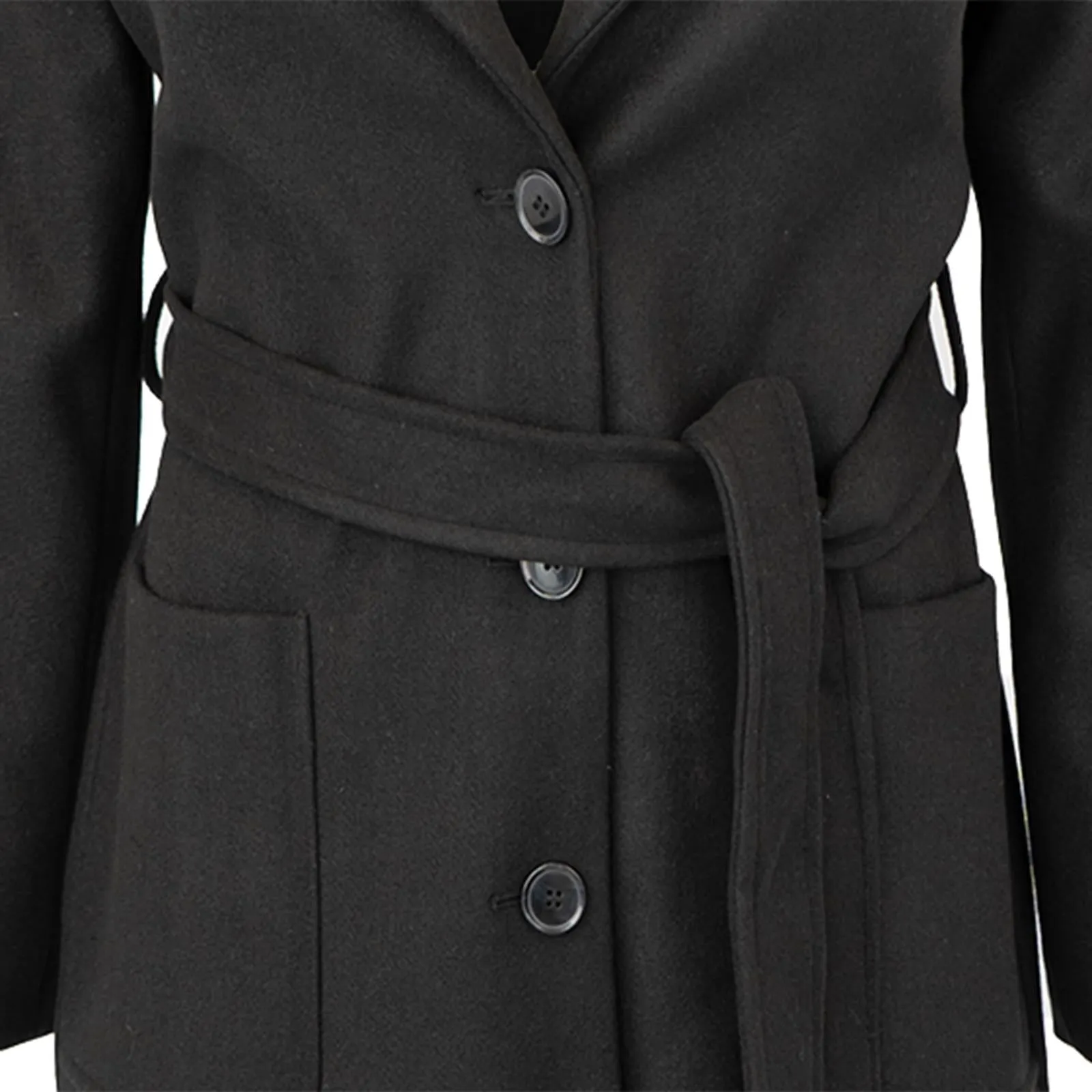 M&S Black Belted Tailored Coat