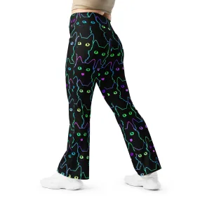 Mystic Halloween Cats Flare Leggings