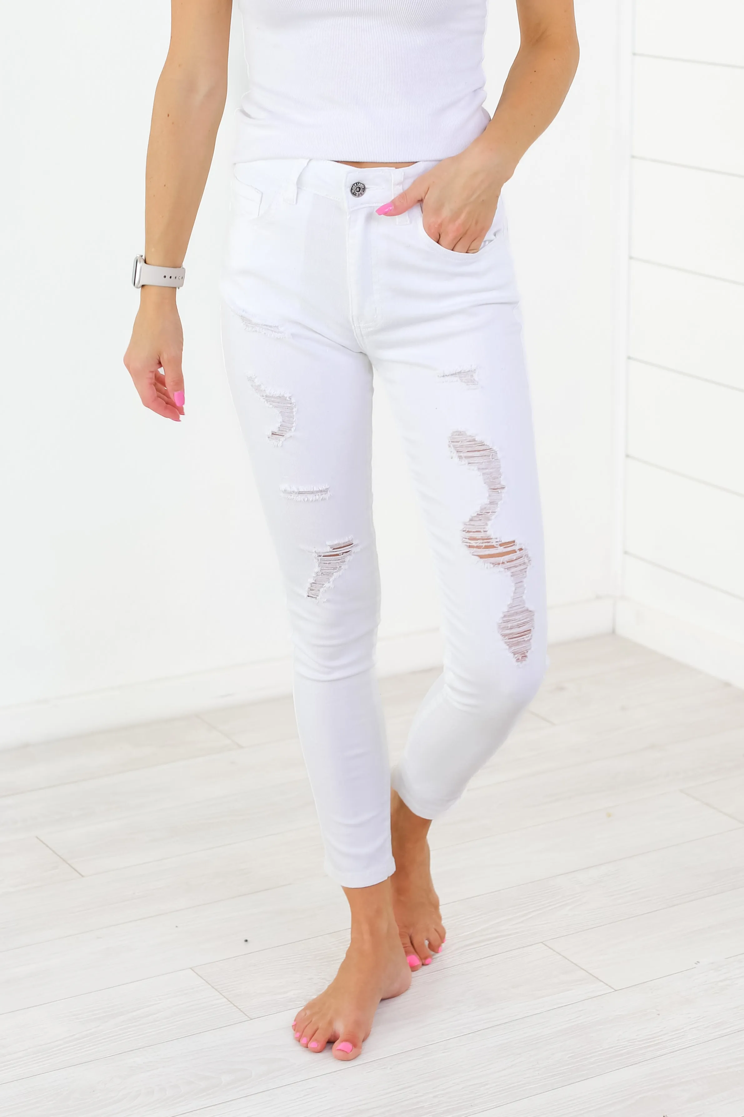 Nicole High Waist Distressed Skinny Jean