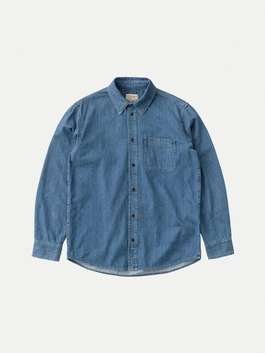 Nudie Hebbe Shirt Humble Blue Denim