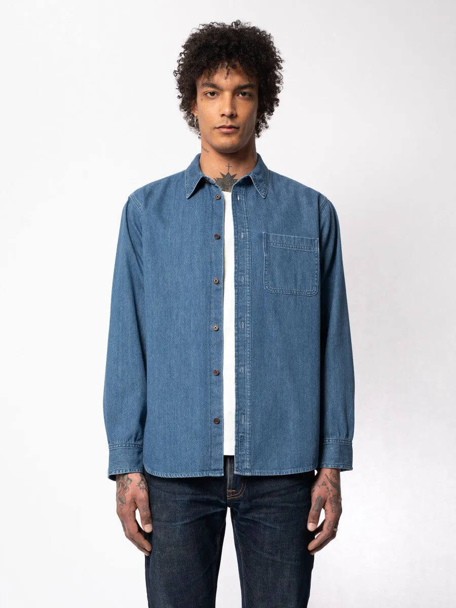 Nudie Hebbe Shirt Humble Blue Denim