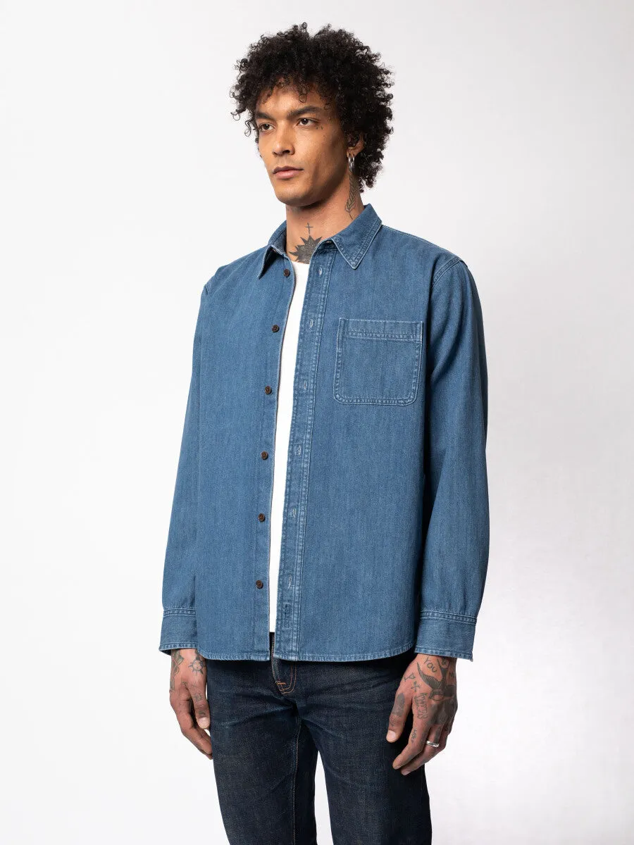 Nudie Hebbe Shirt Humble Blue Denim