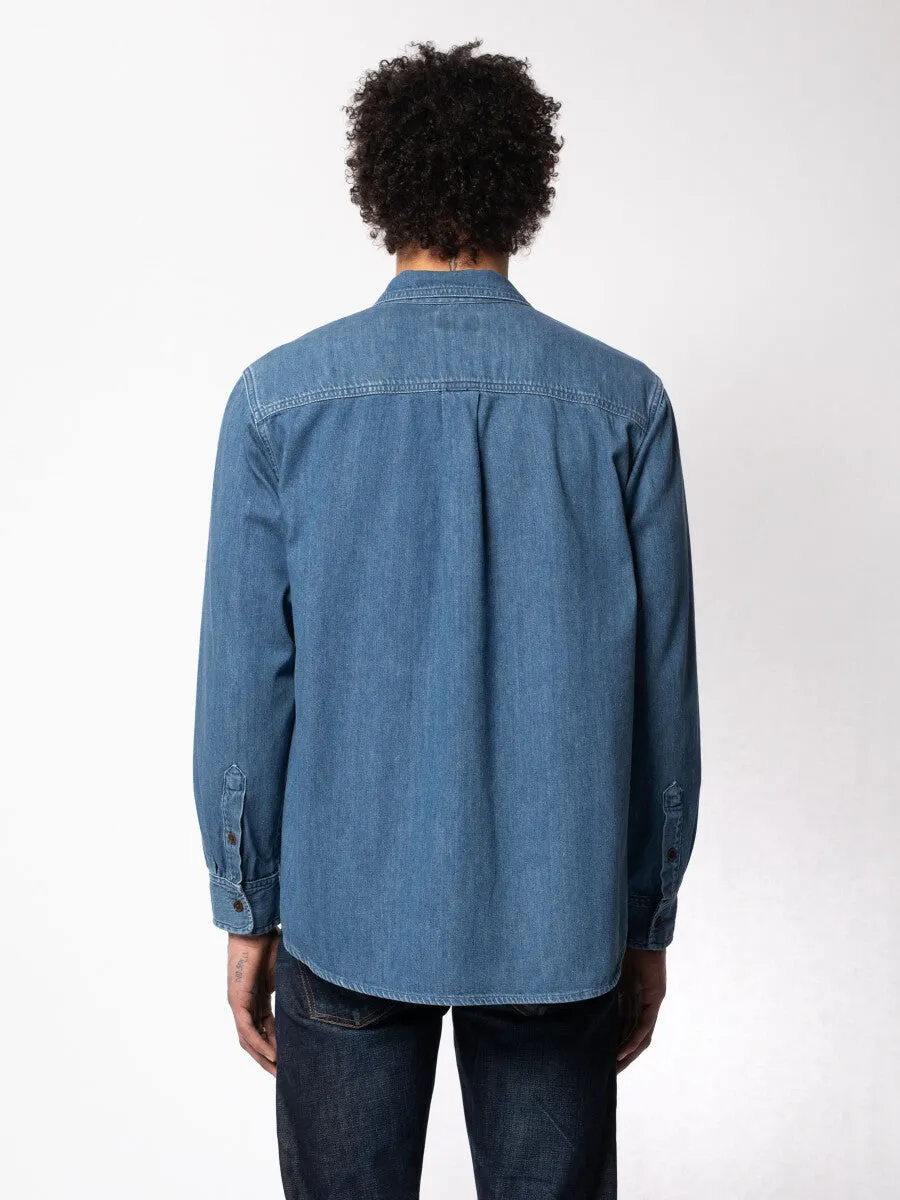 Nudie Hebbe Shirt Humble Blue Denim