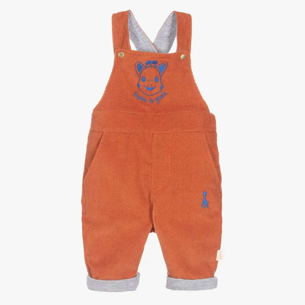 Orange Corduroy Baby Dungarees