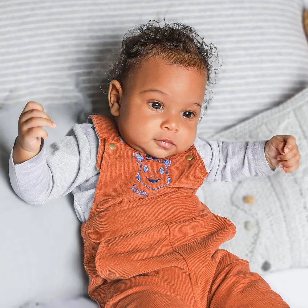 Orange Corduroy Baby Dungarees