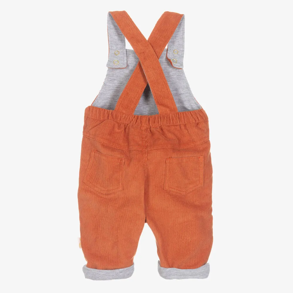 Orange Corduroy Baby Dungarees