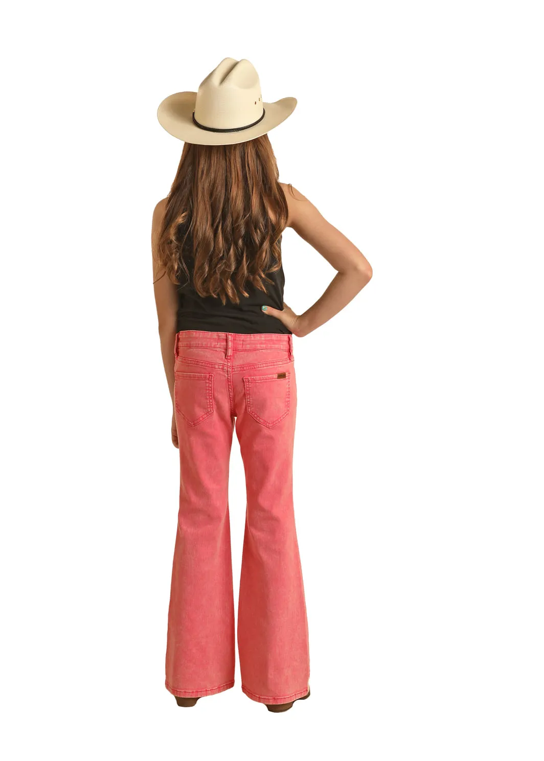 Panhandle Slim Girls Pink Distressed Flare Jeans