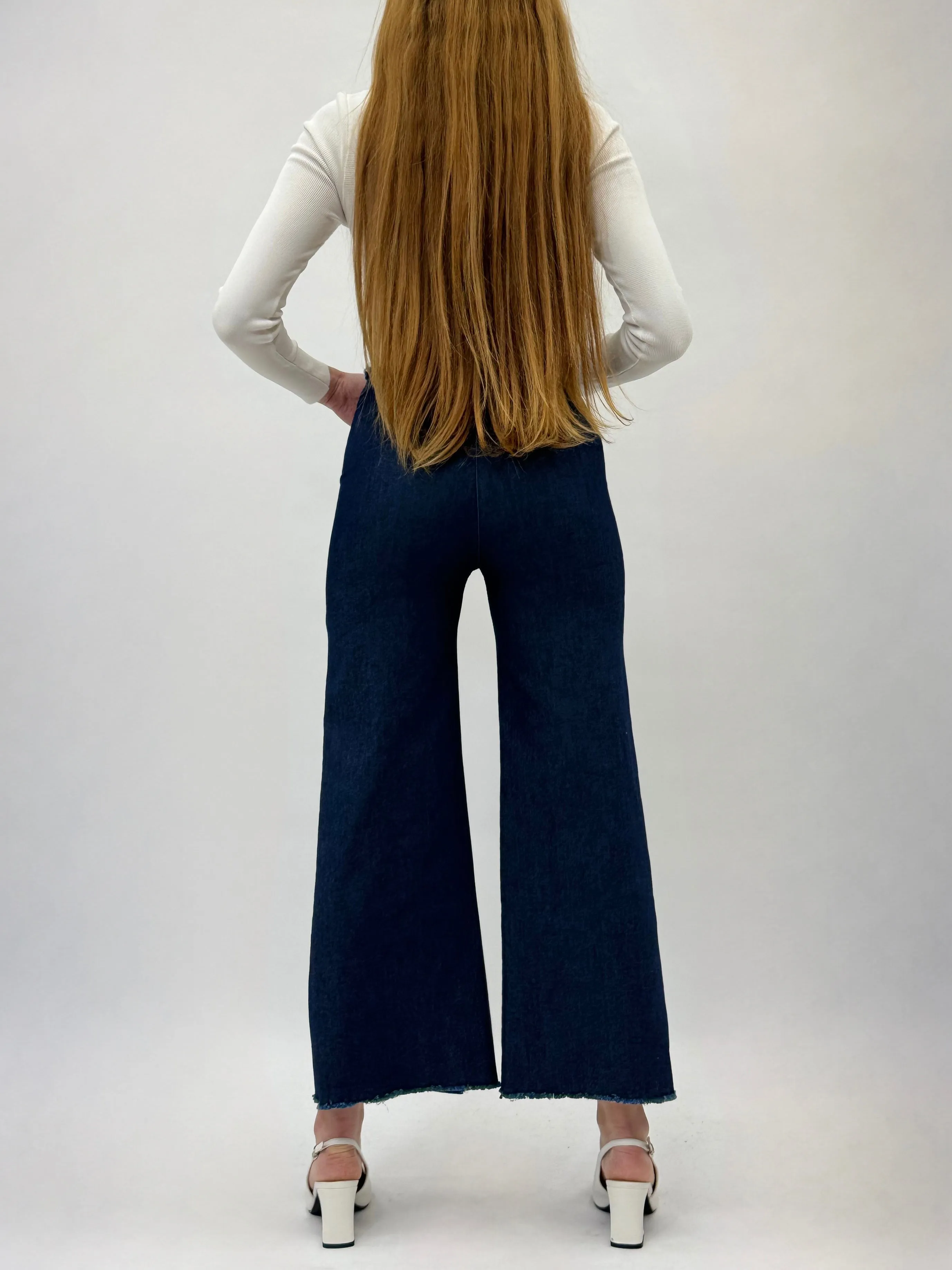 Pantaloni gamba larga in denim