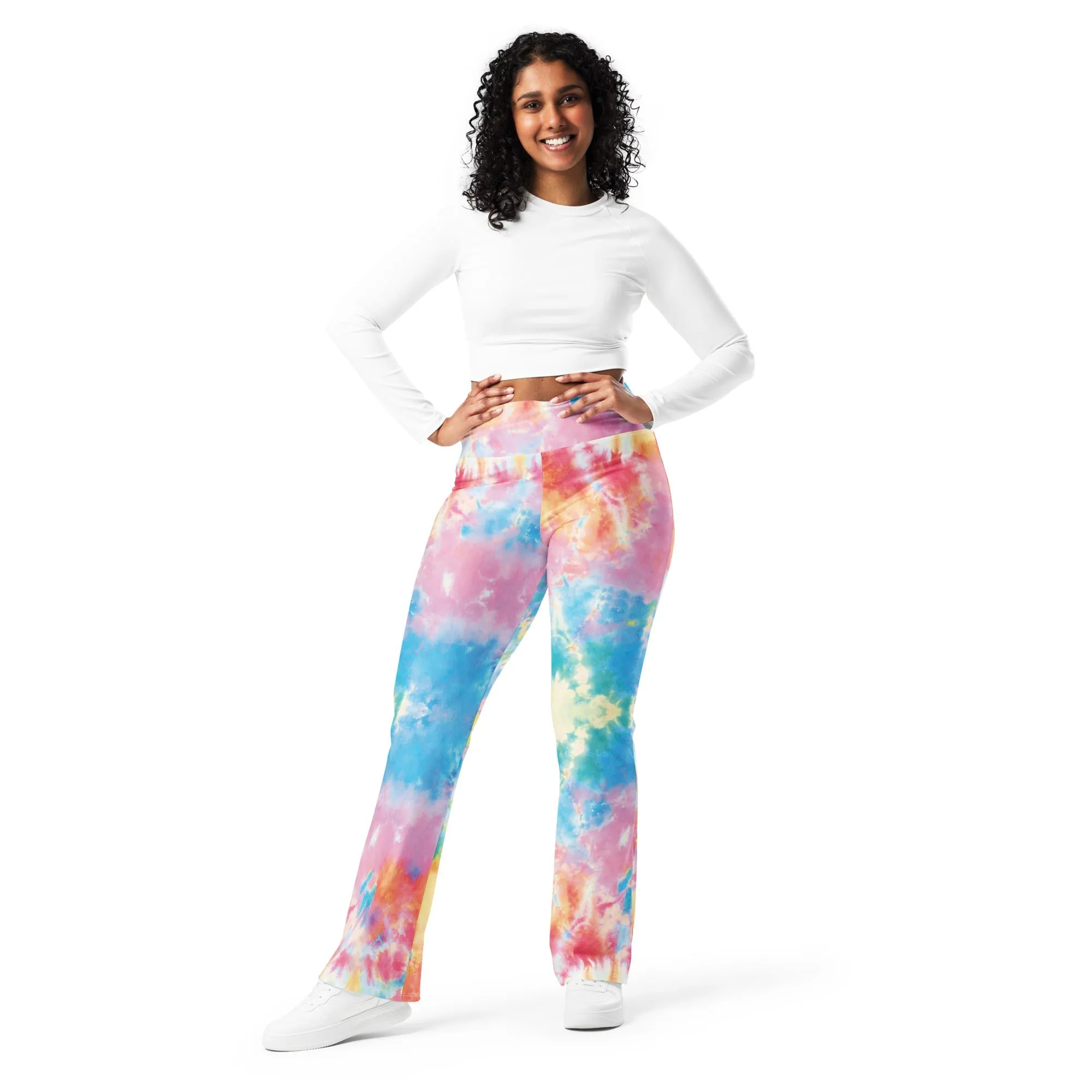 Pastel Tie Dye Flare Leggings