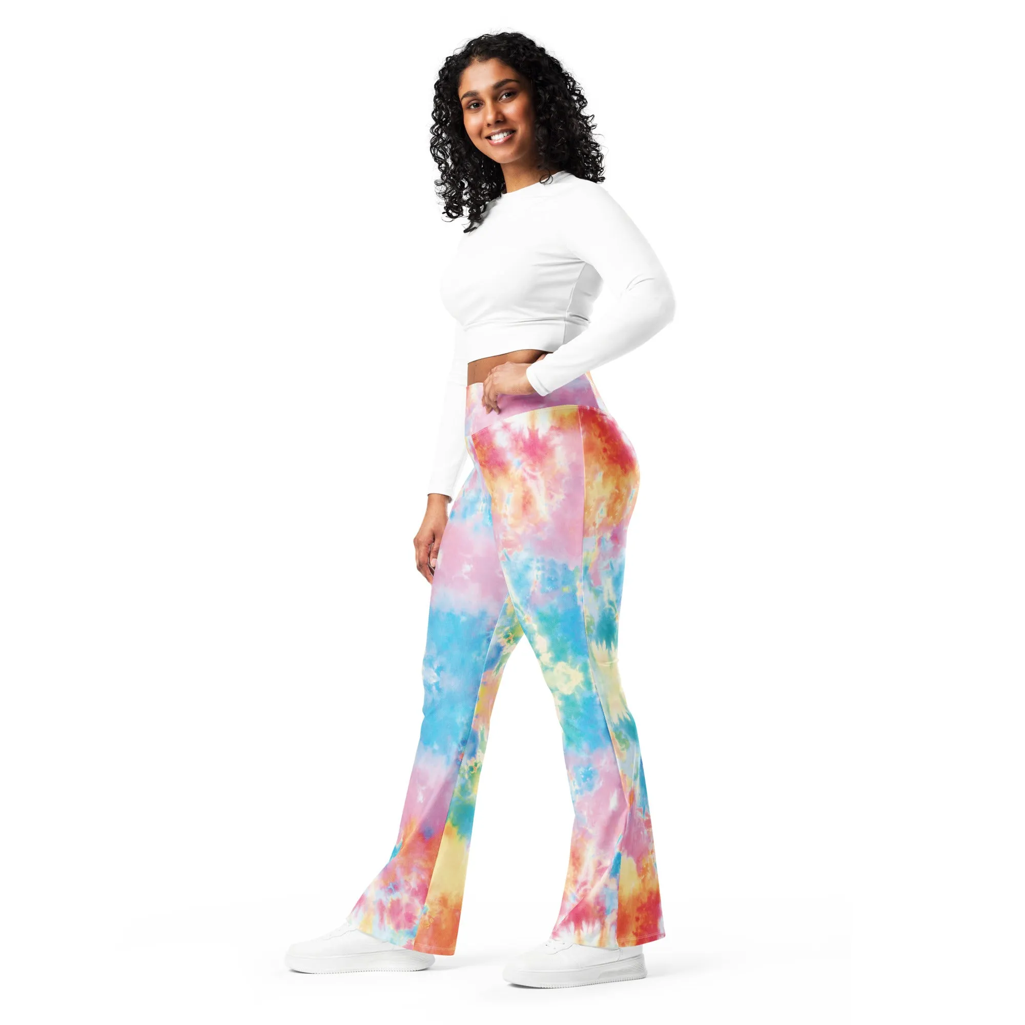 Pastel Tie Dye Flare Leggings