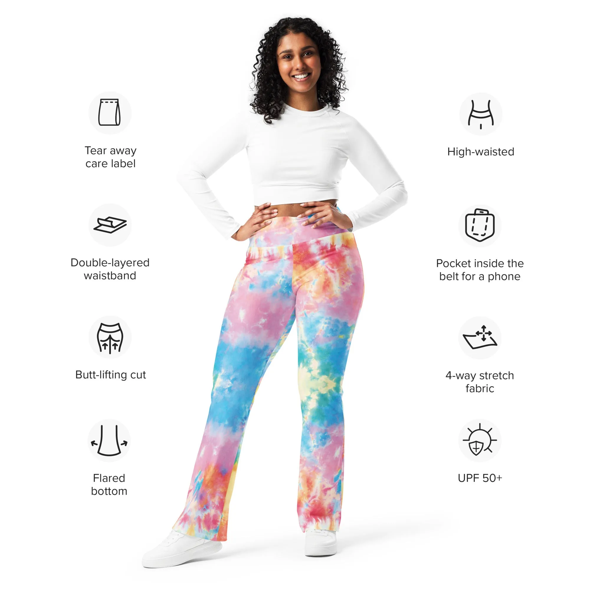 Pastel Tie Dye Flare Leggings