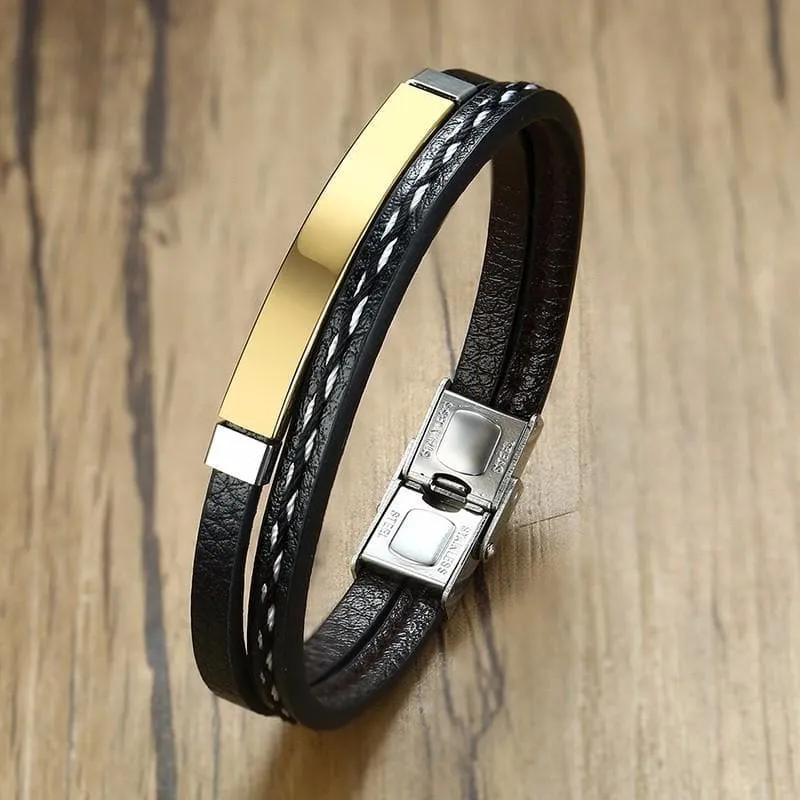 Personalized PU-Leather Bracelet Custom Engraved