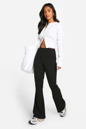 Petite Cotton Jersey Folded Waistband Yoga Flares