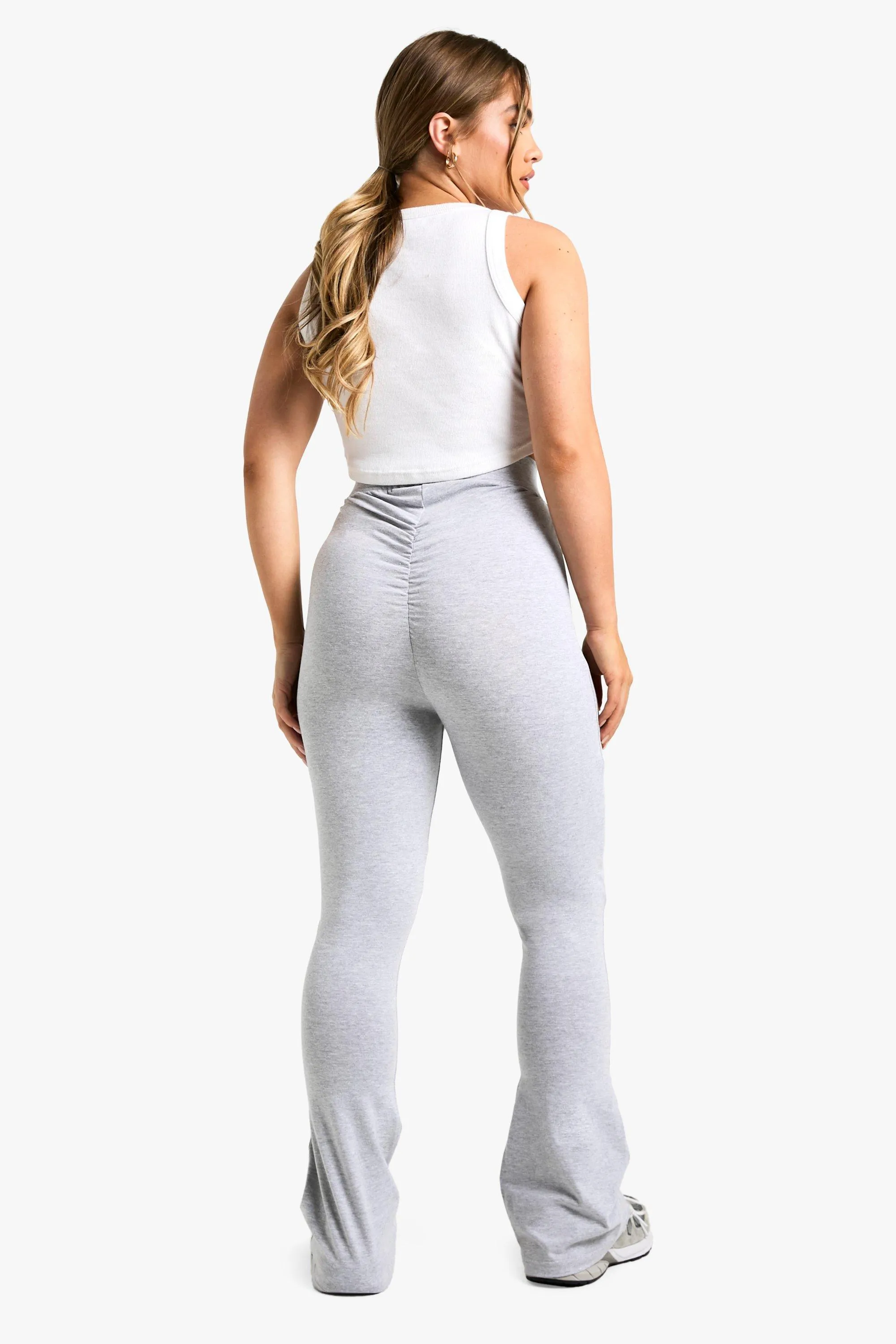 Petite Cotton Jersey Knit Ruched Booty Boosting Flares