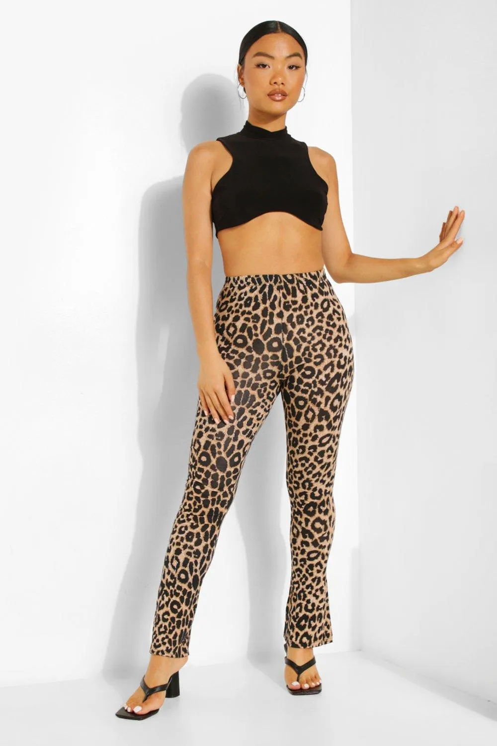 Petite Leopard Print Flares