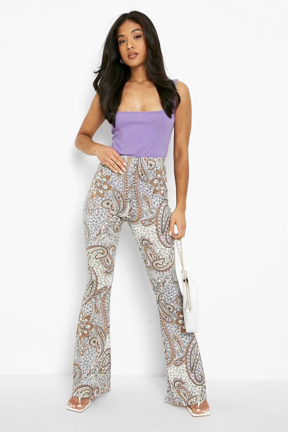 Petite Paisley Print Jersey Knit Flares