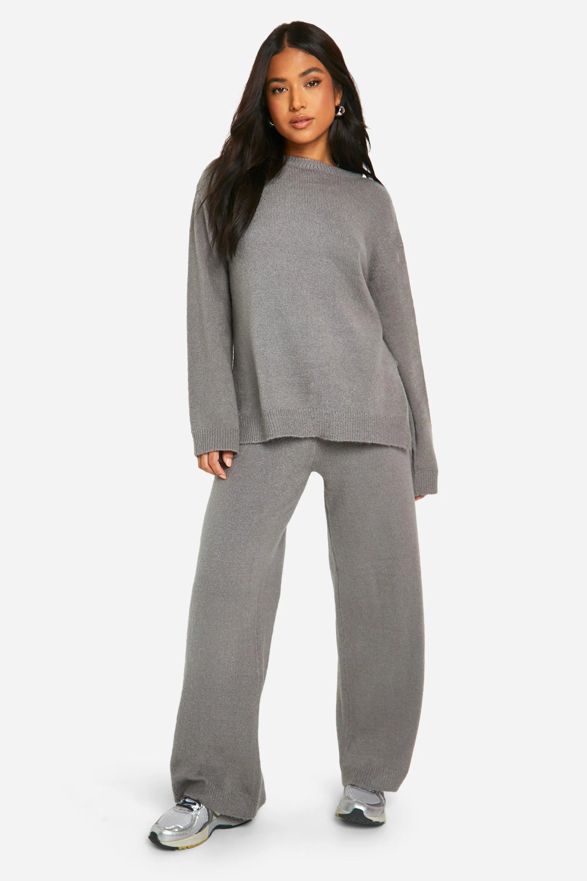 Petite Soft Knit Sweater And Flares Knitted Two-Piece