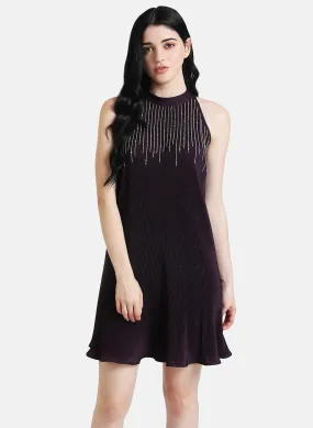 Pleated Mini Dress With Embellishment