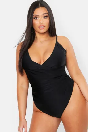 Plus Control Wrap Over Swimsuit