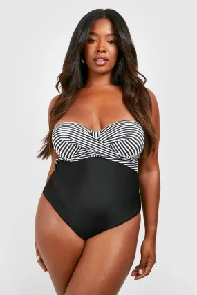 Plus Nautical Stripe Control Swimsuit