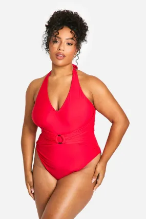 Plus O Ring Detail Tummy Control Swimsuit