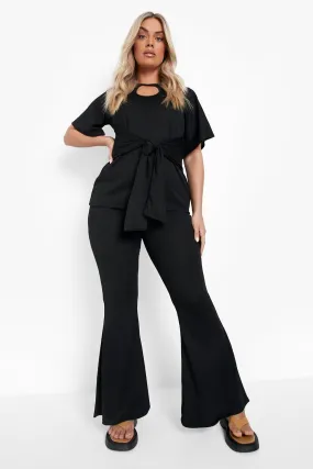 Plus Rib Angel Sleeve And Flares Co-ord