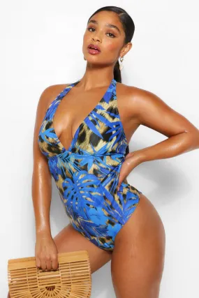 Plus Tropical Control Halterneck Swimsuit