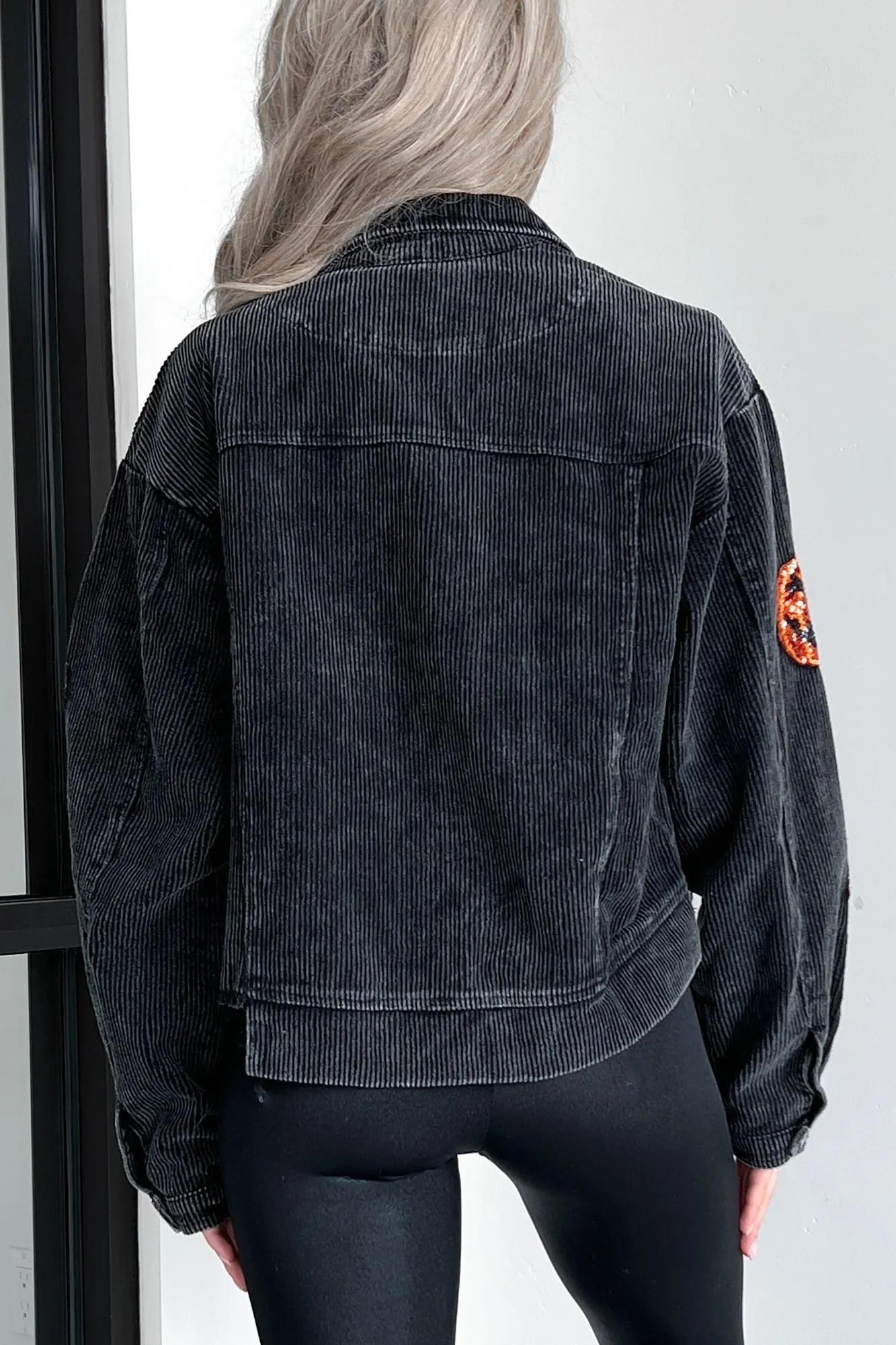 Pumpkin Patrol Pumpkin Sequin Corduroy Jacket (Black Charcoal)