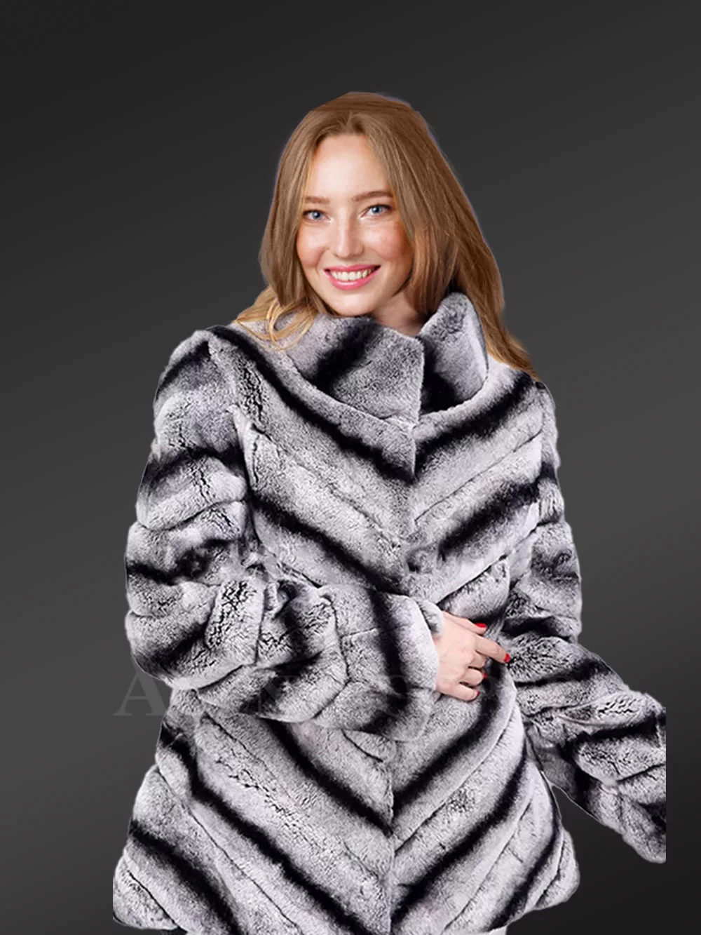 Real Rabbit Fur Winter Outerwear in Grey