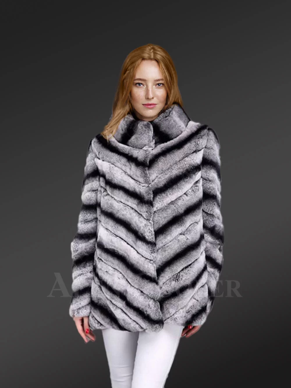 Real Rabbit Fur Winter Outerwear in Grey