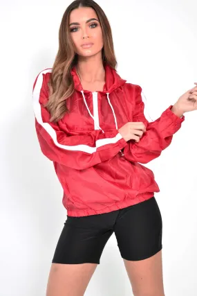 Red Zip Front Windbreaker Jacket - Terah