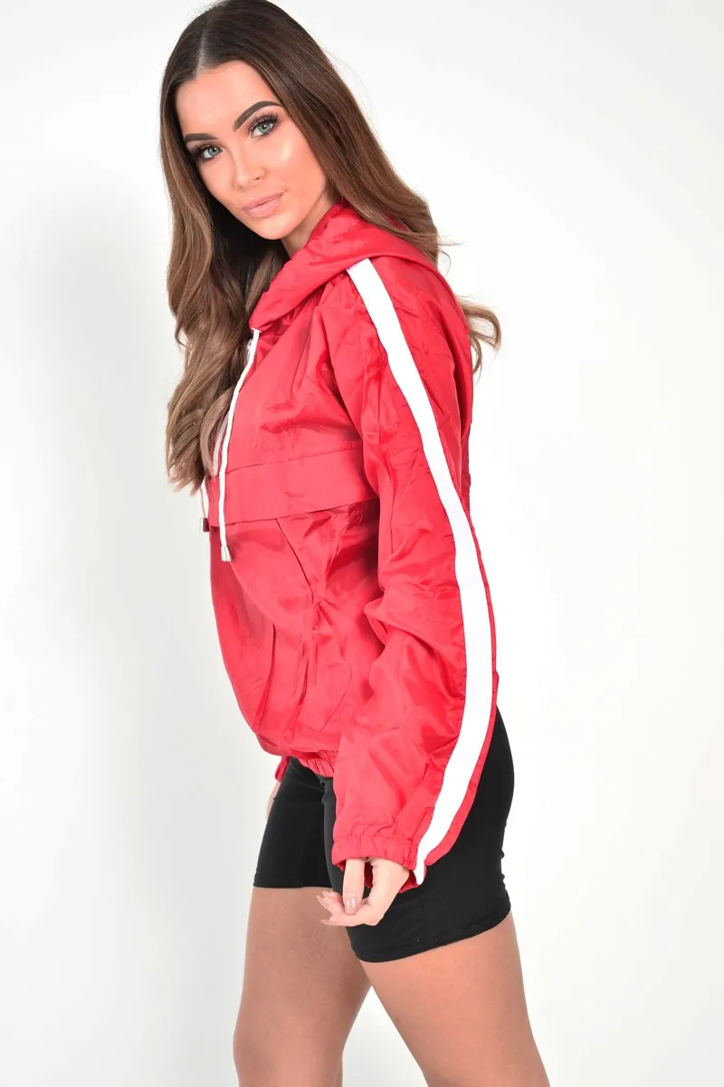 Red Zip Front Windbreaker Jacket - Terah