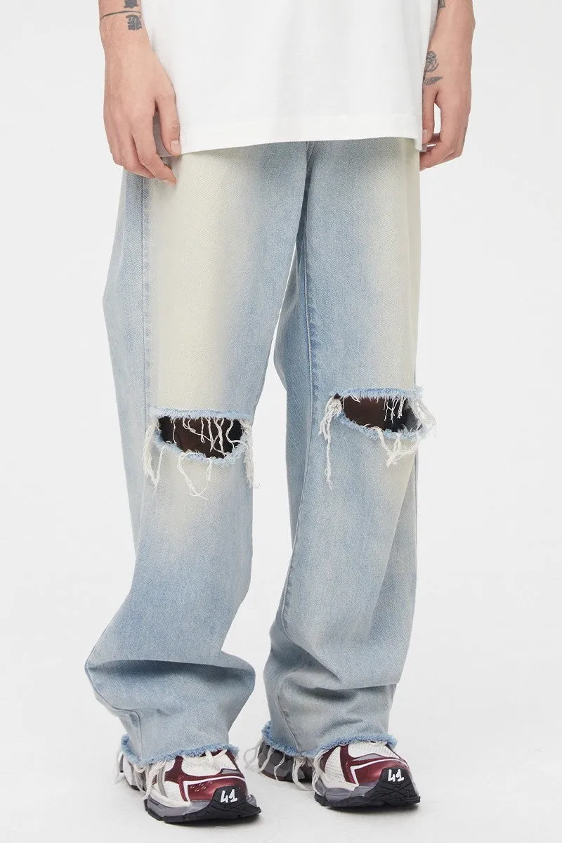 Ripped Loose Flared Jeans