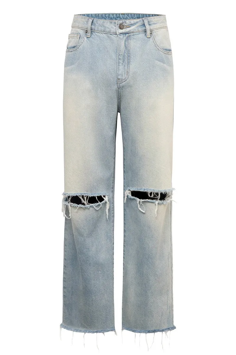 Ripped Loose Flared Jeans