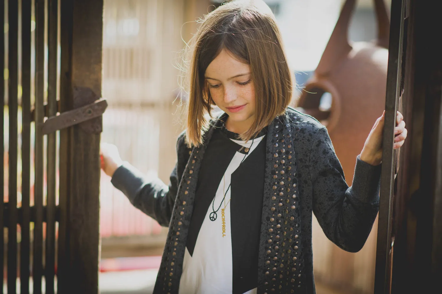 Rock and Roll Studded Splatter Trench Coat by: Mini Shatsu