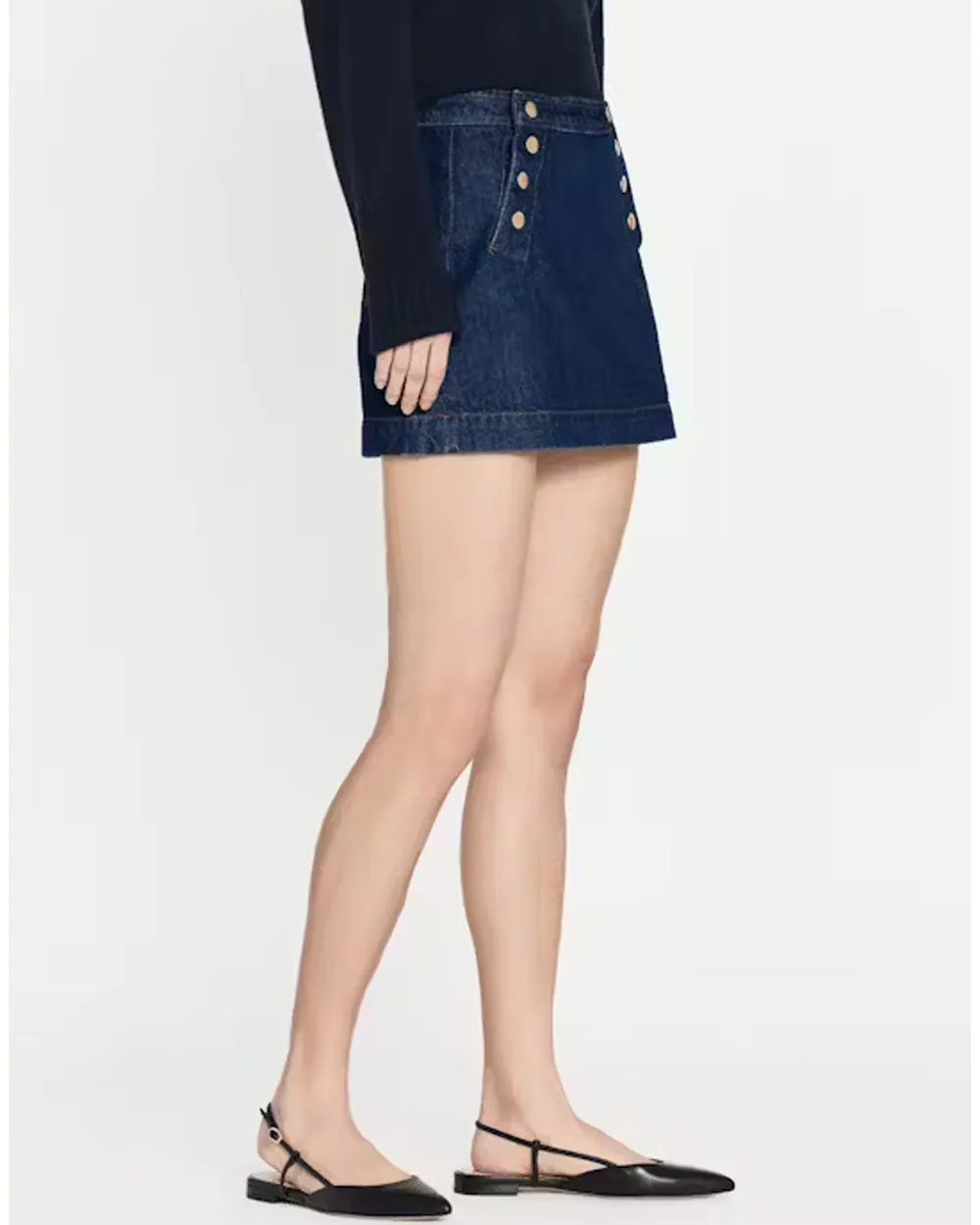 Sailor Snap Denim Skirt in Celestine