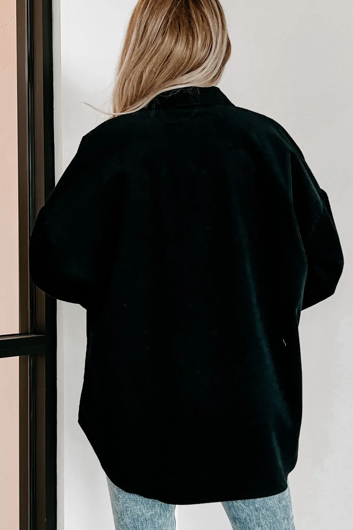 Saturdays At Market Oversized Corduroy Shacket (Black)