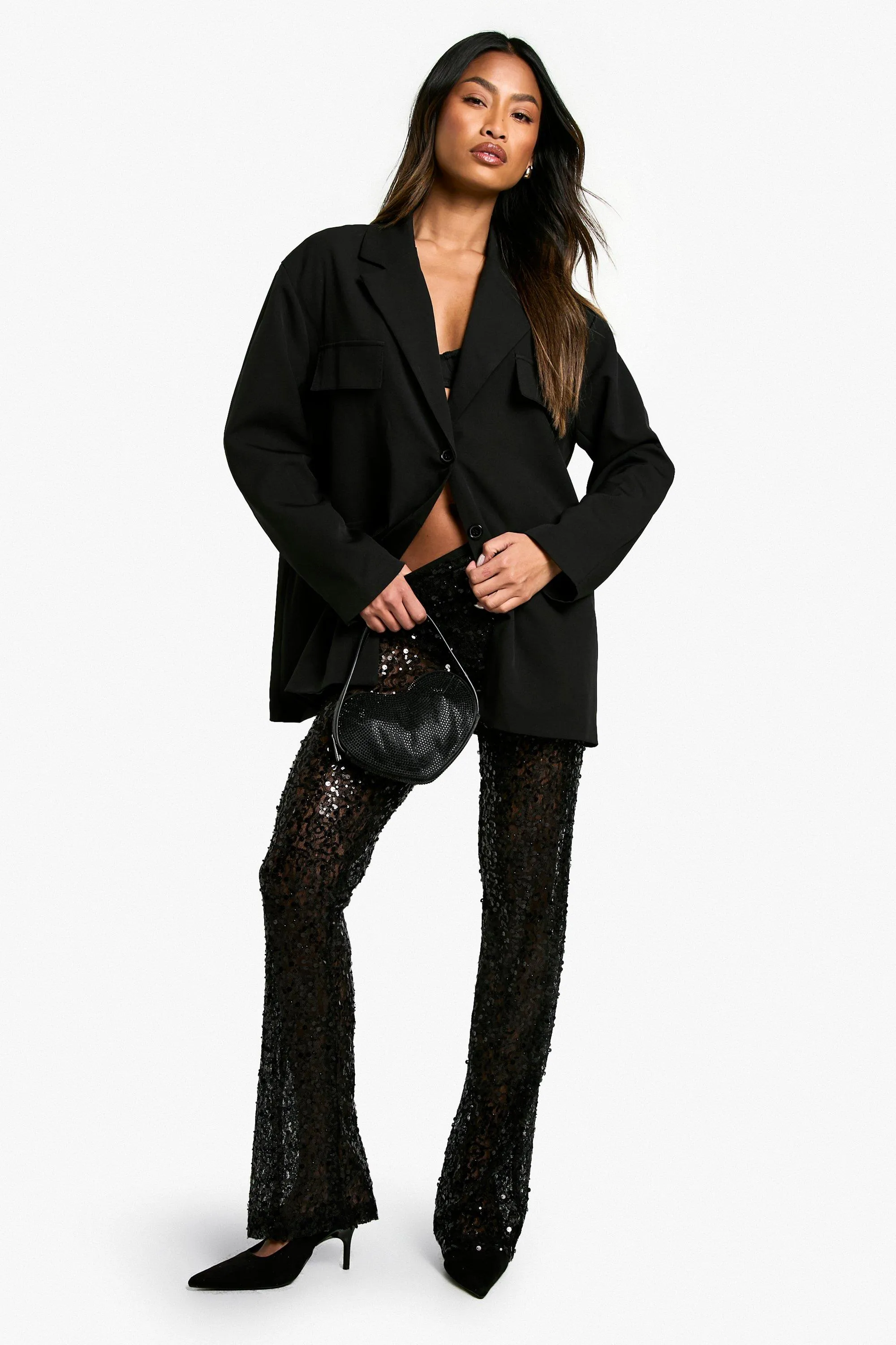 Sequin Beaded Lace Flares