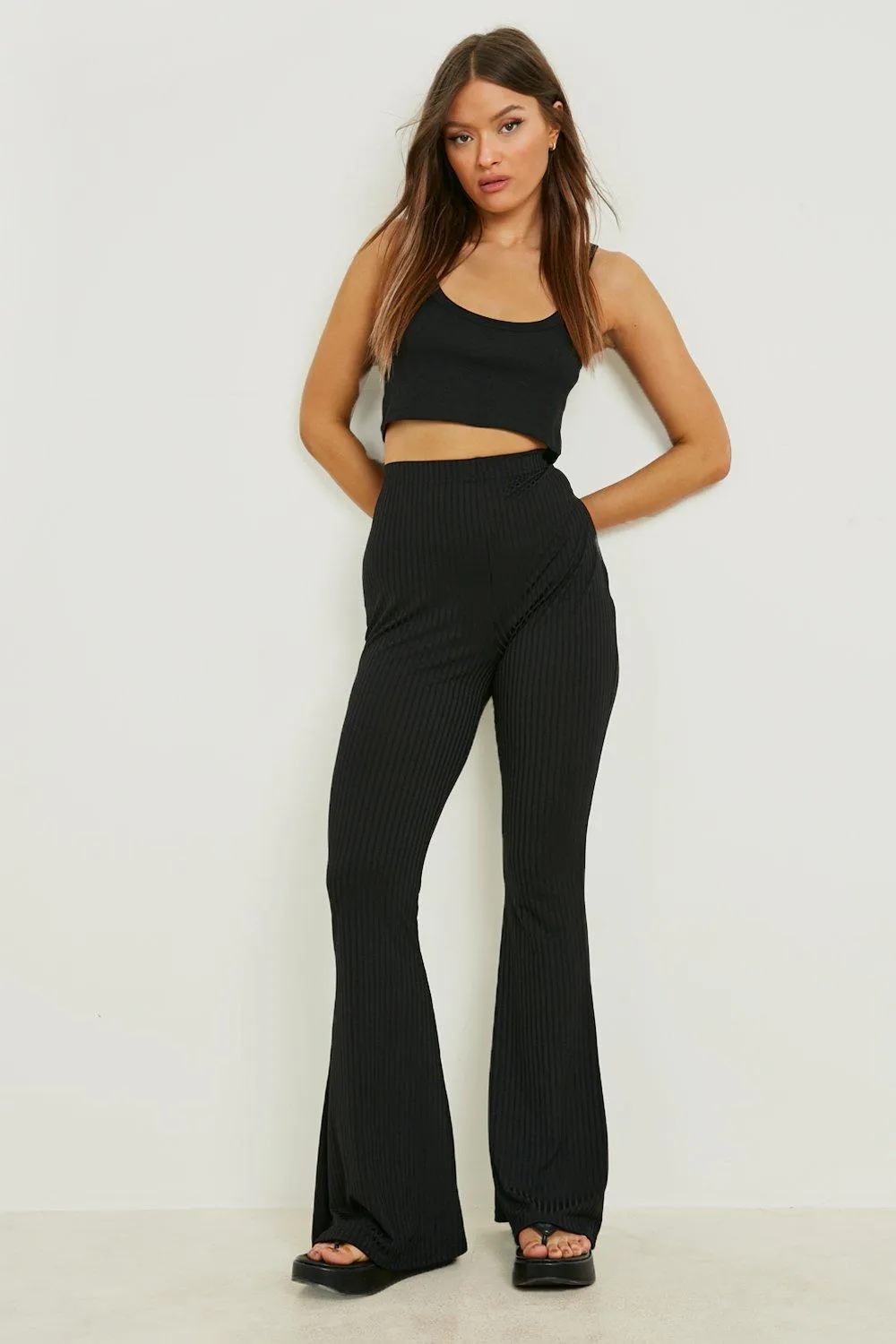 Soft Ribbed Skinny Flares