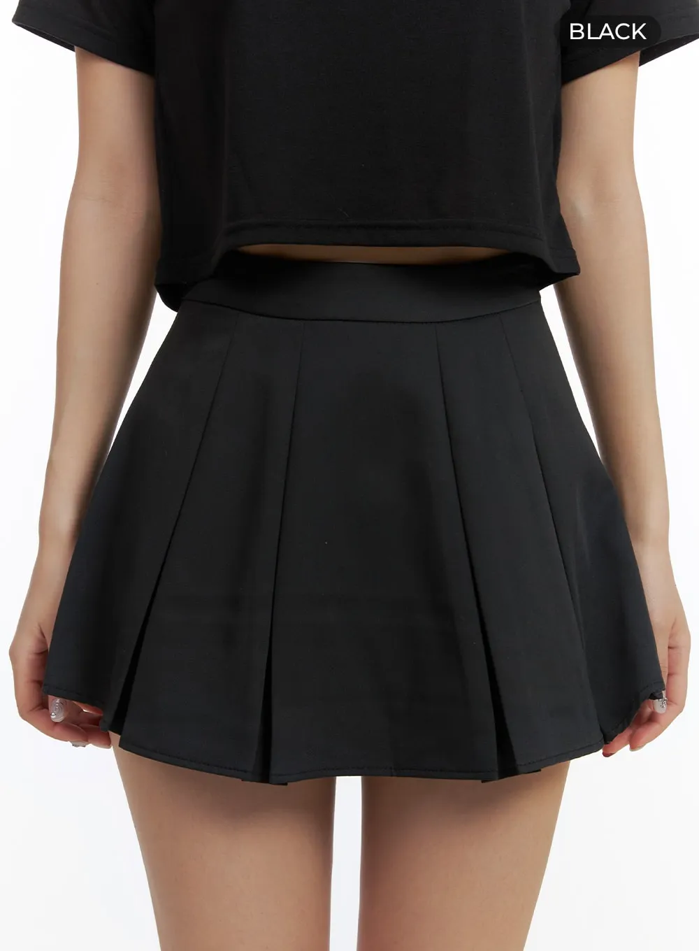 Solid Pleated Mini Skirt OA416