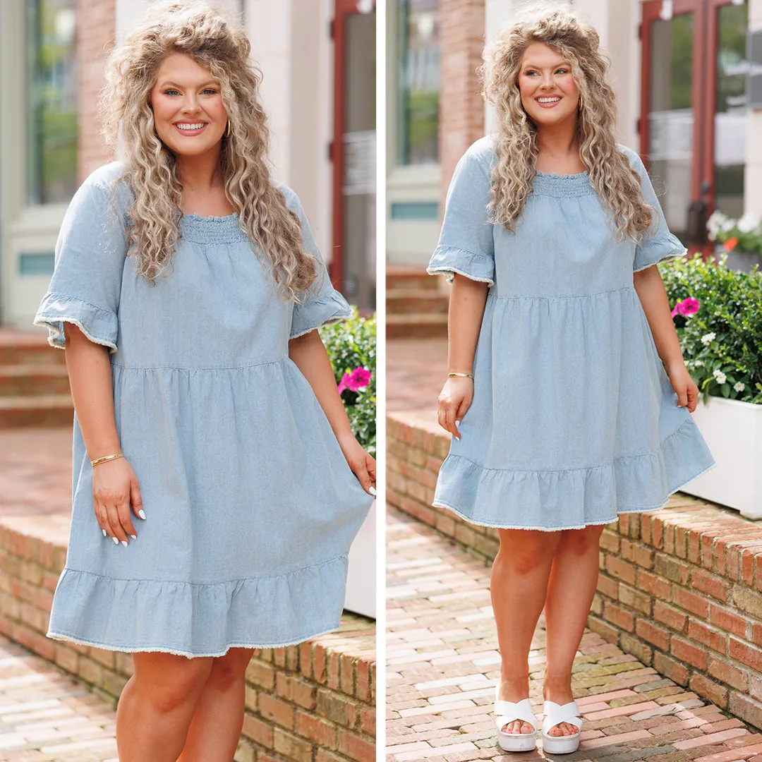 Spill The Secrets Dress, Denim