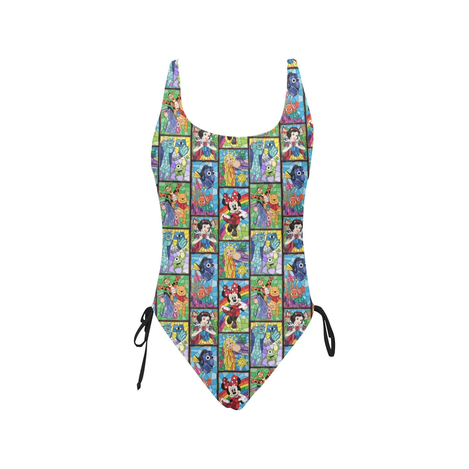 Stained Glass Characters Drawstring Side Women's One-Piece Swimsuit